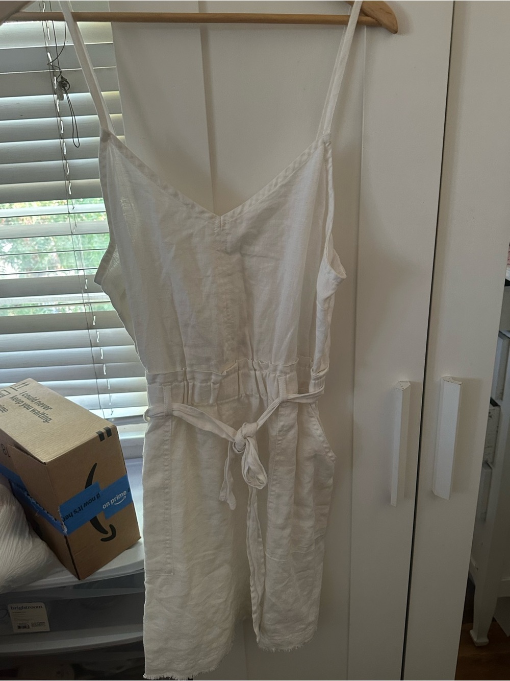 Splendid White Linen-Blend Girls One-Piece Romper